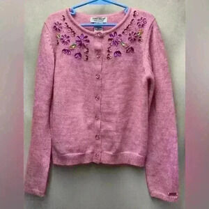 Guess Jeans Authentic Vintage Bejeweled Girls Cardigan Size 10/12 Girls Medium